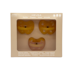 Hevea | Newborn Baby | Trial Dummy Pack - Pink Natural Rubber - Three Teat Mix - Orthodontic, Symmetrical and Round Teats Included in the Pack