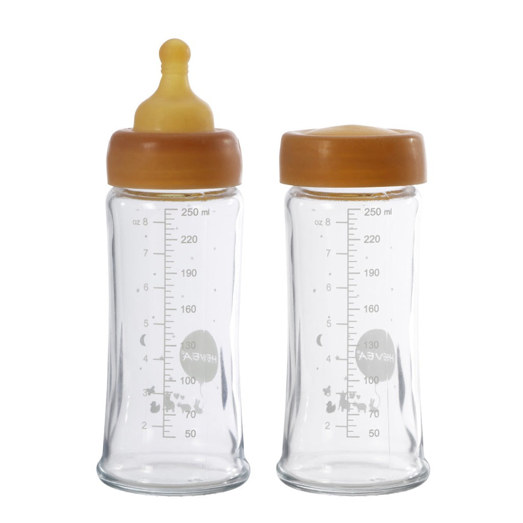 Hevea | 2 Pack | Glass Baby Bottle | Wide Neck - 250ml / 8.5oz
