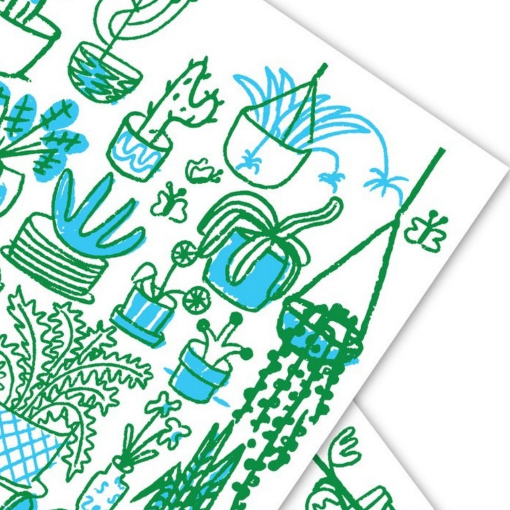 1973 House Plants Eco Recycled Gift Wrap Sheet