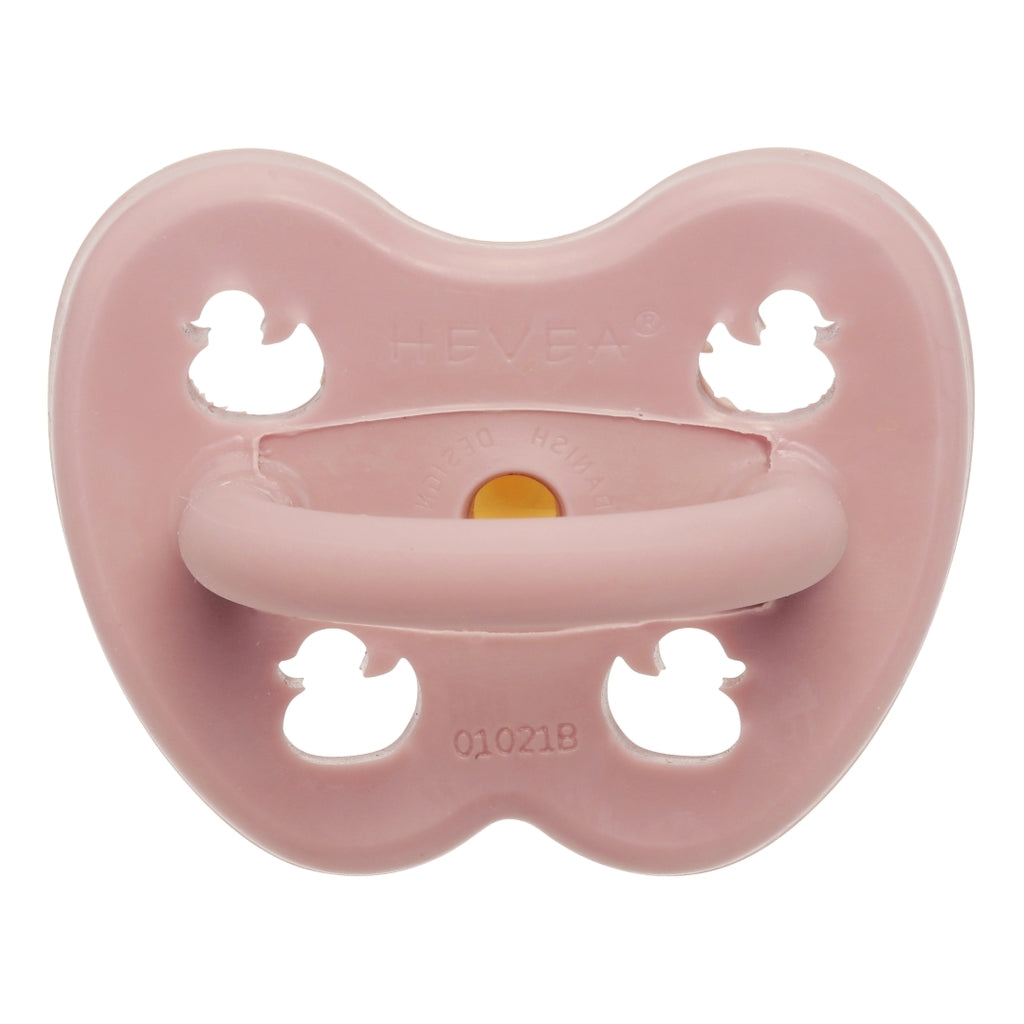 Hevea  3 36 months Round Teat Natural Rubber Plastic Free Dummy in Baby Blush Pink Colour  