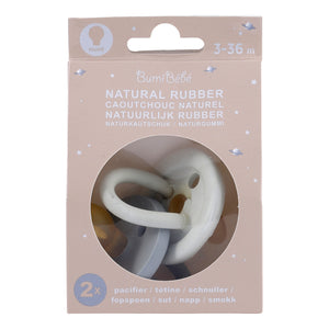 Bumibebe hevea Set of Two Dove Grey & Sage Green Natural Rubber Dummies With a Round Teat in Box Pacifiers 