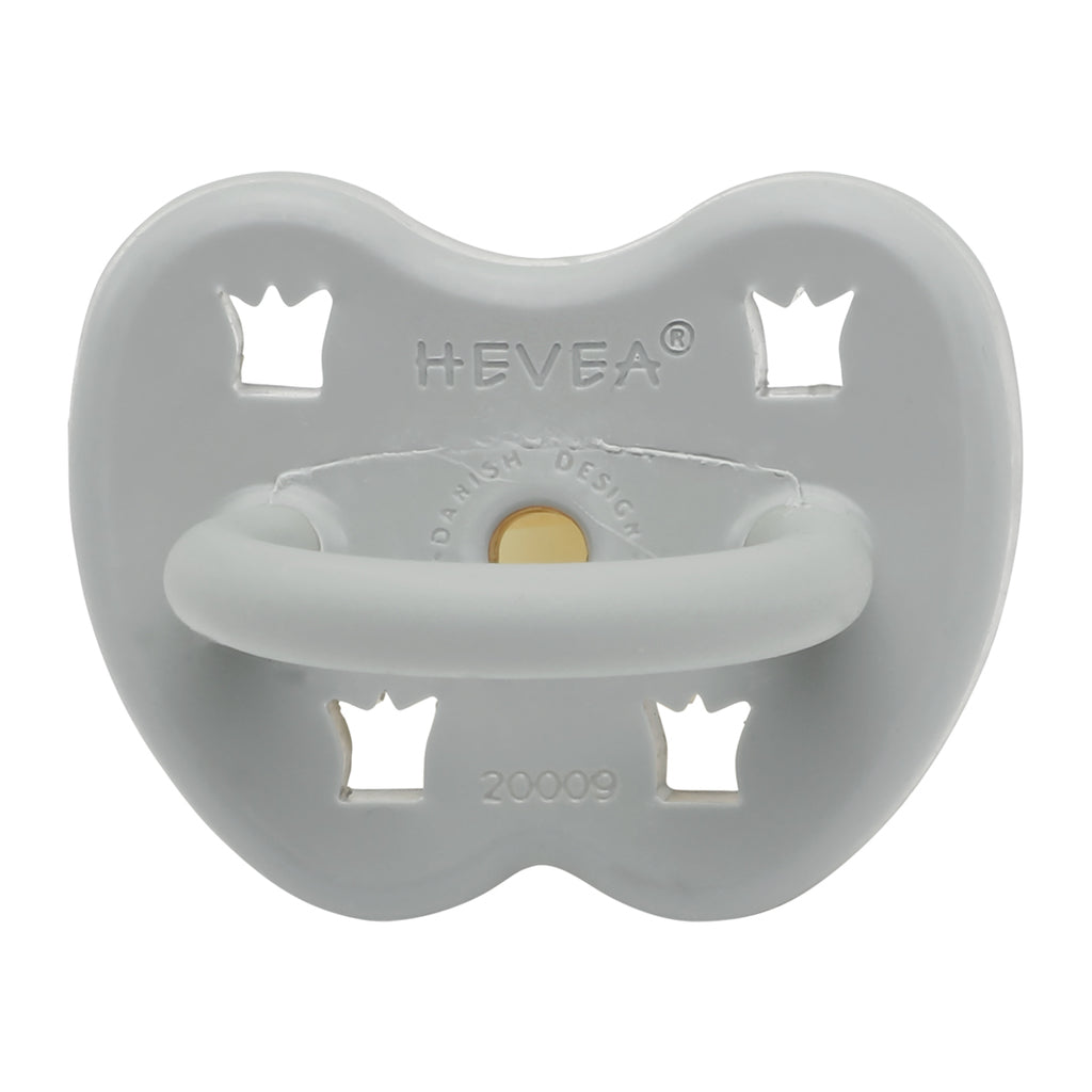 Hevea 3-36 months Round Teat Natural Rubber  Plastic Free Dummy in a Gorgeous Grey Colour