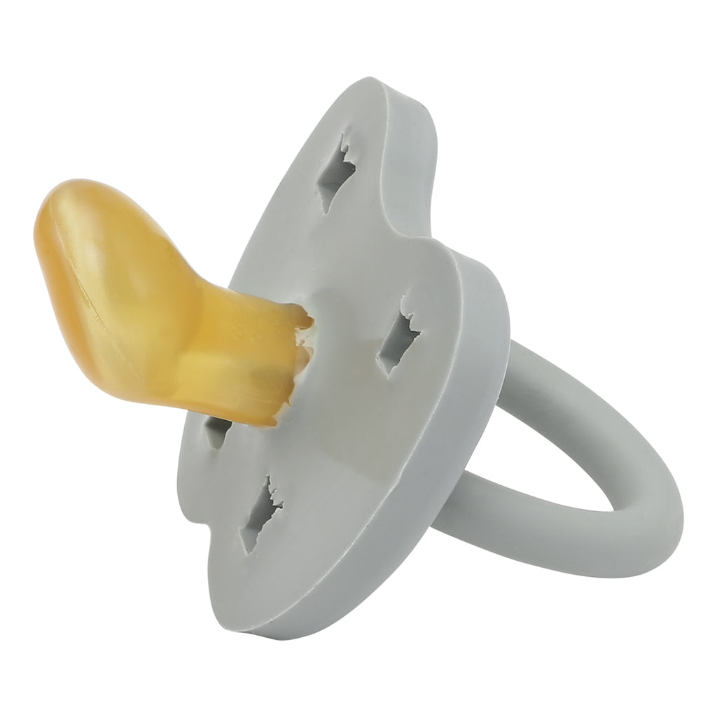 Hevea 3-36 months Orthodontic Teat Natural Rubber Dummy Plastic Free and in a Gorgeous Grey Colour 