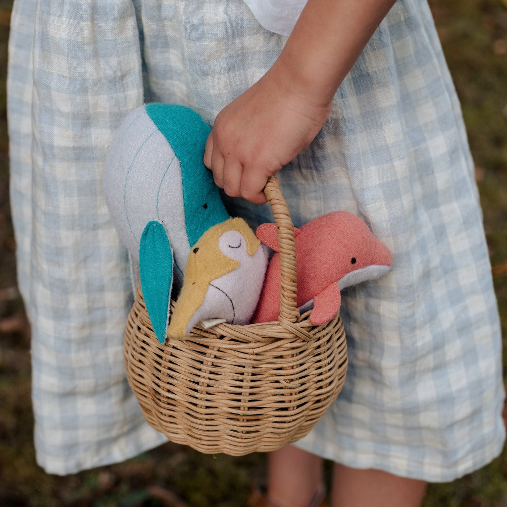 Olli Ella | Holdie Folk | Ocean Animals | Eco Soft Toys Dolphin Whale Stingray