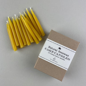 Natural Beeswax Birthday Cake Candles x 18 Plastic Free & Recycled Plastic Free PackagingPackaging