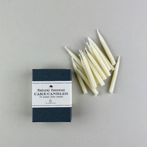 18 Natural Beeswax Birthday Cake Candles in Milky White
