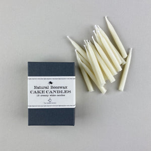 18 Natural Beeswax Birthday Cake Candles in Milky White 