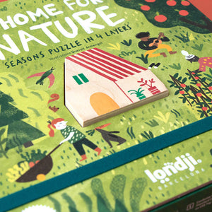 Londji | A Home for Nature 4 x circular Puzzles with a wooden house central piece
