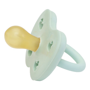 Hevea 0-3 months Plastic Free Natural Rubber Dummy in Mellow Mint Green with Duck Shape Cut Outs for skin Breathability