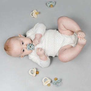 Baby With Hevea 3-36 months Orthodontic Teat Natural Rubber Dummy Plastic Free and in a Gorgeous Grey Colour