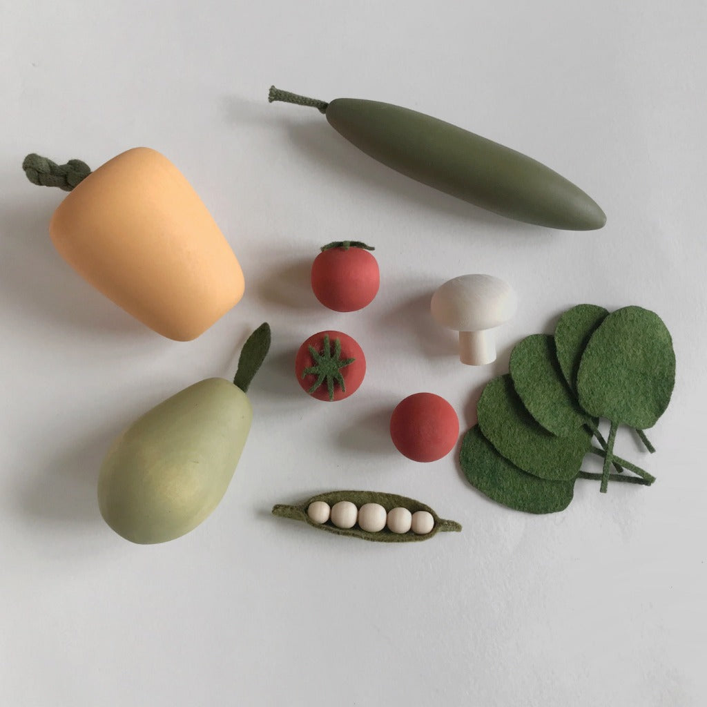 Sabo Concept Wooden Salad | Vegetables - set of 9 Wooden Toys 