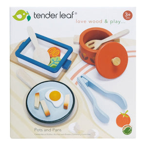 Tender Leaf Vintage Pots & Pans Wooden Toy Set for Pretend Play